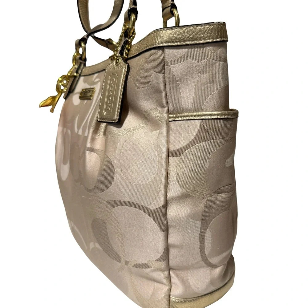 Coach Metallic Gold and Cream Tote - Picture 7 of 10
